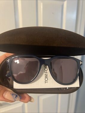 Tom Ford Navy Blue Sunglasses with Dark Lenses